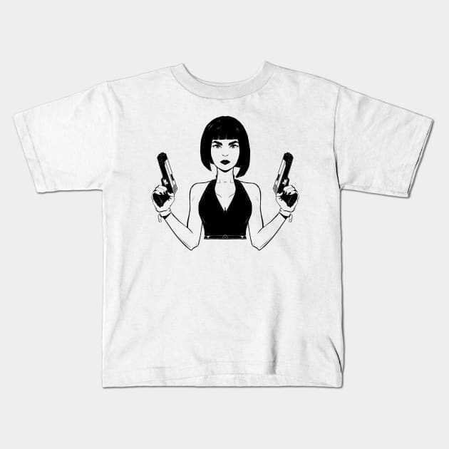 Girl with guns Kids T-Shirt by Pushi
